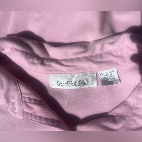 RED HOT PLUS WOMENS 24W PINK BUTTON DOWN SHIRT - Picture 7 of 7